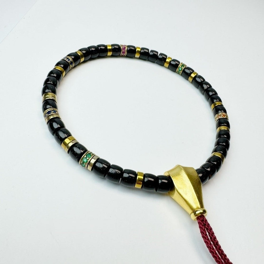 Black Gold Coconut Shell Mala – 5.4mm Handheld Prayer Beads - view 3