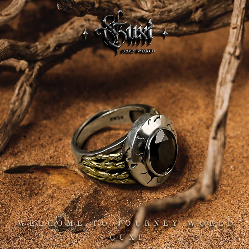 Battle Scars 925 Silver Ring - Men's Retro Statement detail view 2