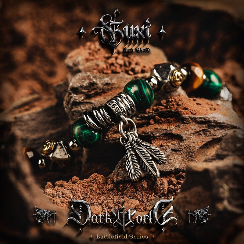 Feather Hunter 925 Silver Beaded Bracelet for Men — view 3