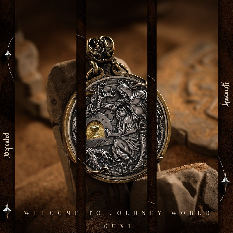 Lightsaber Coin Pendant Necklace for Men detail view 2