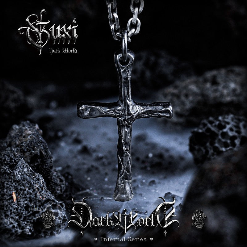 925 Silver Men's Abyssal Cross Necklace detail view 2