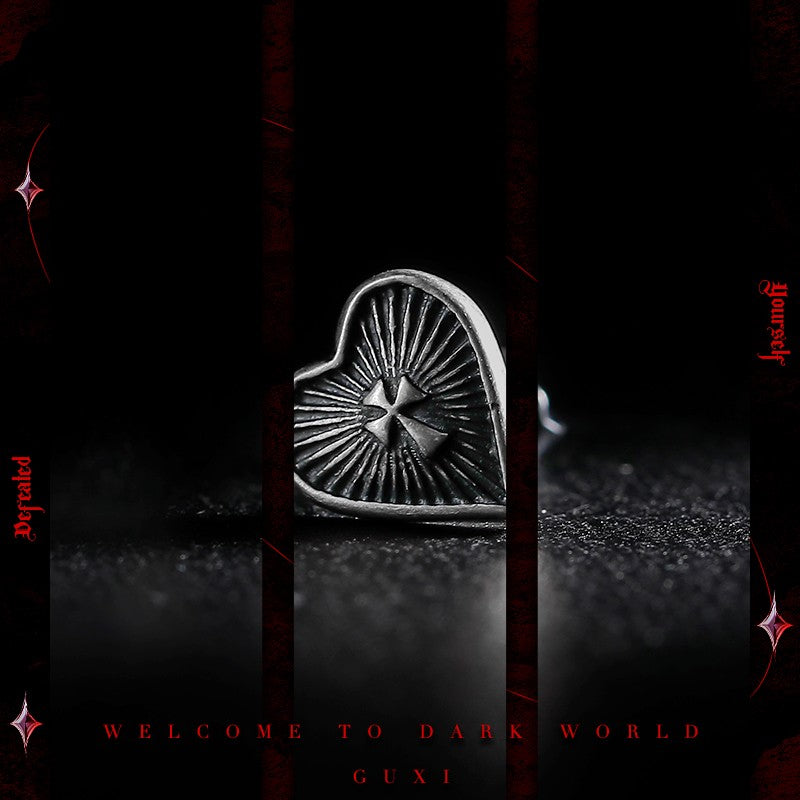 Prayer Hand Heart Asymmetric Earrings 925 Silver - Mismatched Studs - Buddhabelief