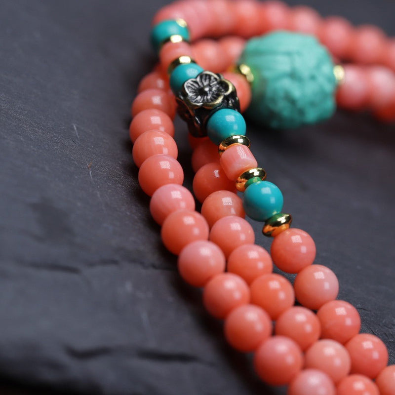 Tibetan - Style Handcrafted Sea Bamboo 108 Round Beads Prayer Mala – Buddhist Rosary for Meditation & Collection - Buddhabelief