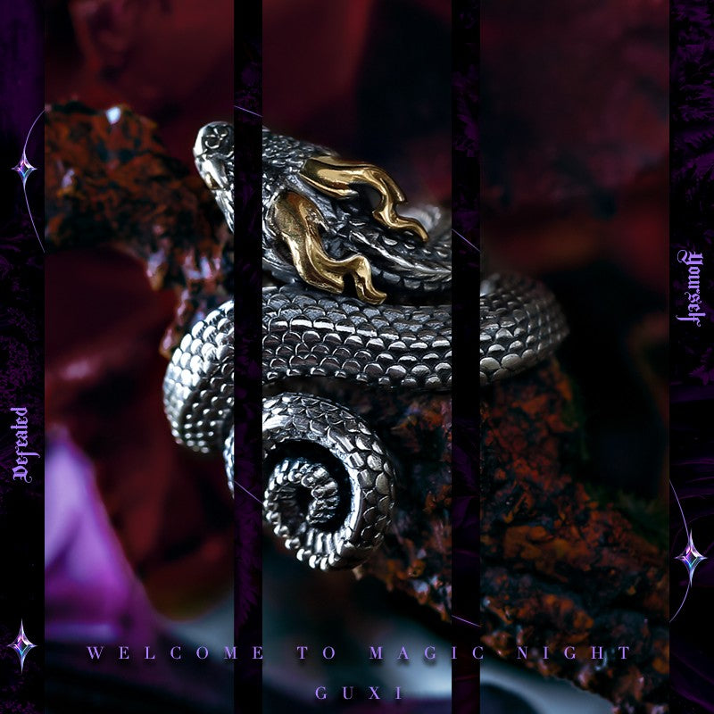 Spirit Serpent 925 Silver Ring - Dark Vintage Style detail view 2