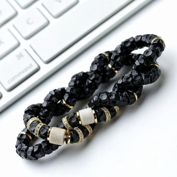 Black Gold Coconut Bead Bracelet – Hand-Polished Antique Finish