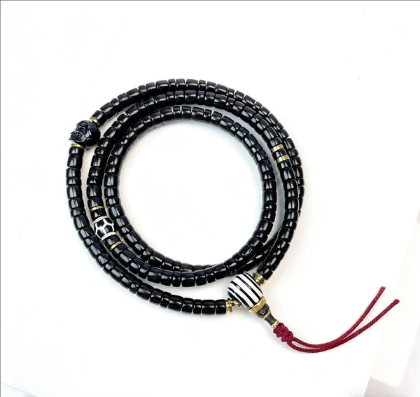 Tibetan 108-Bead Coconut Bracelet | Two-Tone Handmade