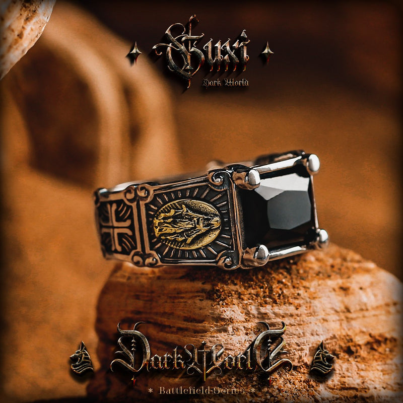 Hades Underworld Skull Vintage Ring — worn on hand close-up (Buddhabelief sterling silver ring collection)