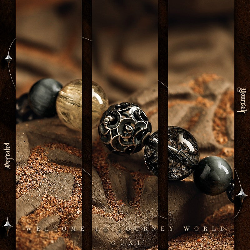 Light Year Vintage Beaded 925 Silver Bracelet for Men detail view 2