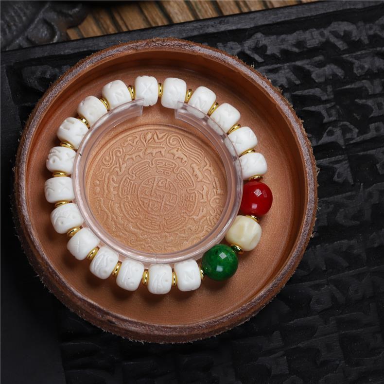 Natural Deer Antler Beaded Bracelet – Handmade DIY Netsuke Design for Creative Jewelry Lovers - Buddhabelief