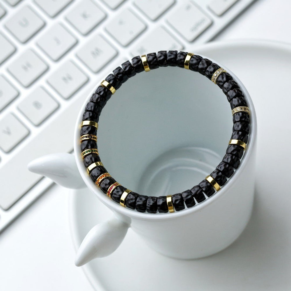 Black Gold Coconut Bracelet | Chaos Mountain 7mm Beads - view 3