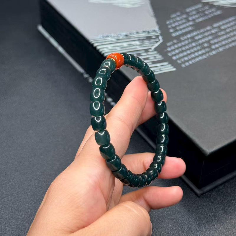 7mm High - Ice Weimaterial Jade Bracelet – Straight - Cut Artisan Craft for Stacking (Elegant & Unique) - Buddhabelief