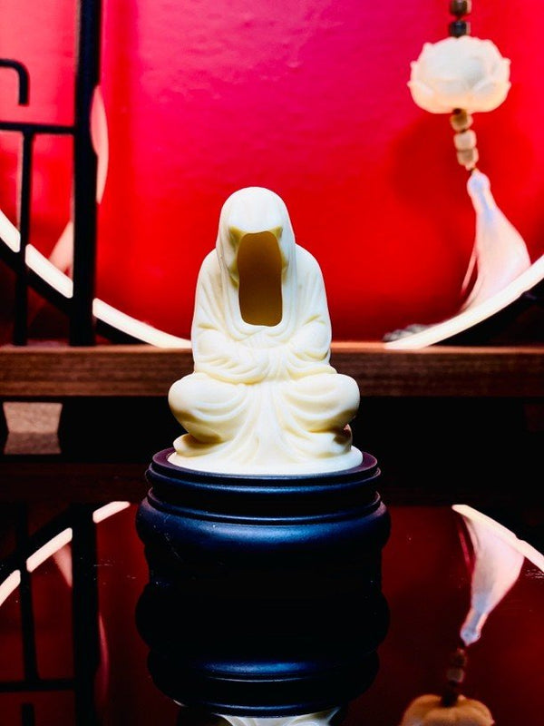 Formless Ivory Nut Root Incense Burner - Hand-Carved Sculpture for Zen Altar