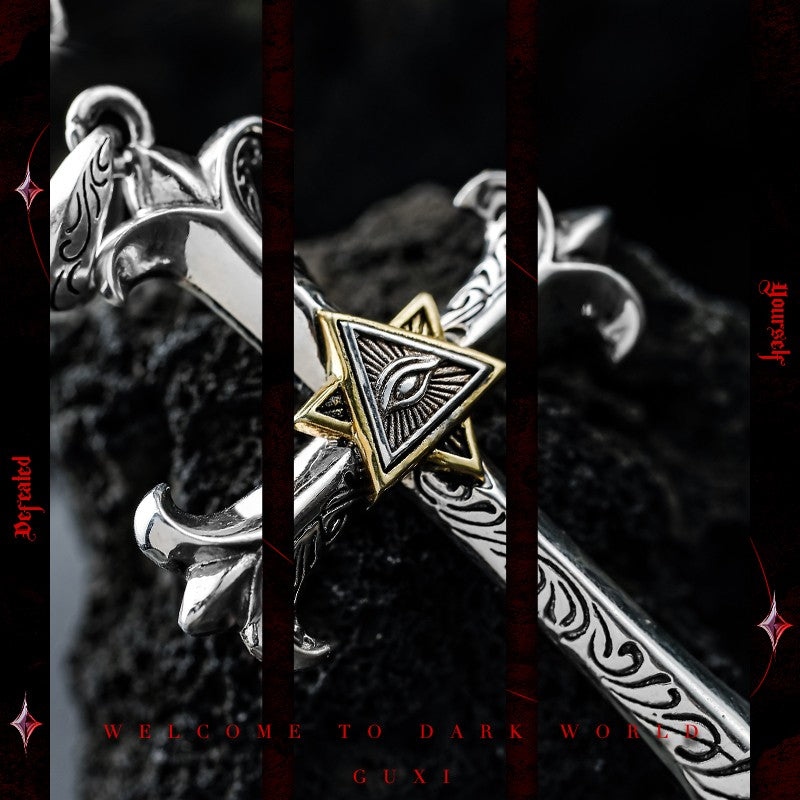 Gaze Eye of Horus 925 Silver Pendant Necklace for Men detail view 2
