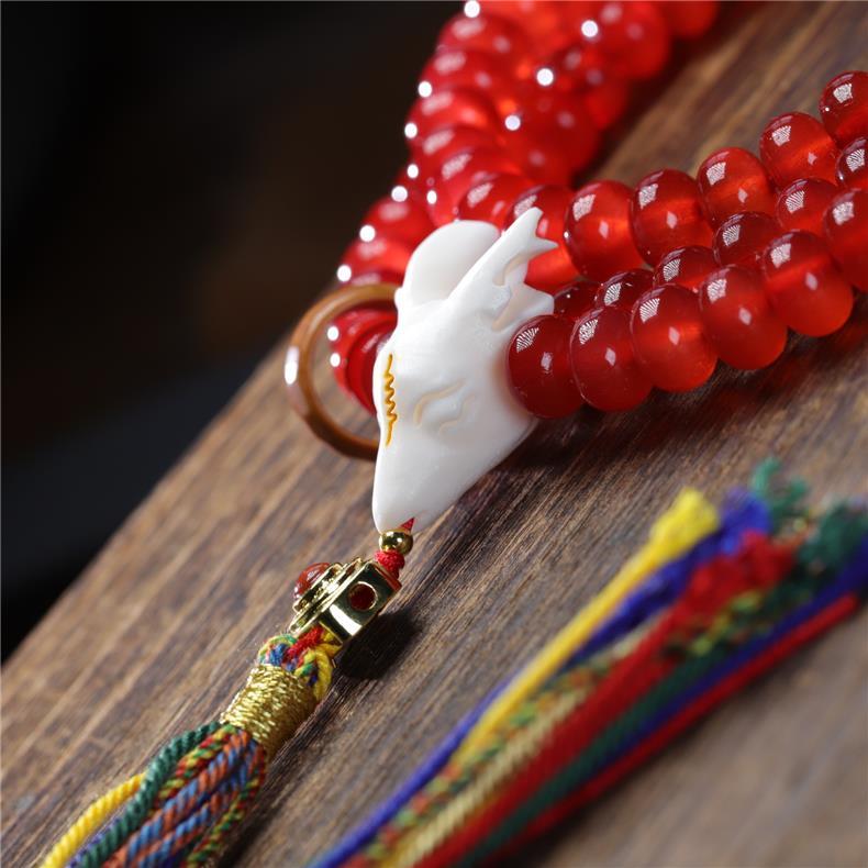 Natural Fish Surprise Stone 108 Abacus Beads Prayer Mala – Buddhist Rosary for Meditation, Protection & Cultural Collection - Buddhabelief