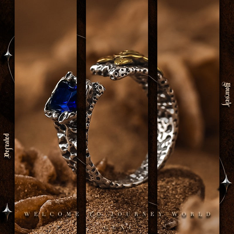 Star Dawn Vintage 925 Silver Ring for Men — worn on hand close-up (Buddhabelief sterling silver ring collection)