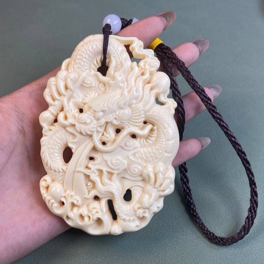 Hand-Carved Tagua Nut Dragon Amulet – Chinese Zodiac Art - view 3