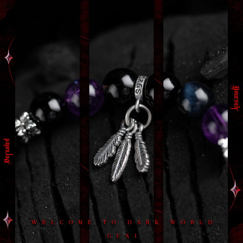 Spirit Wing 925 Silver Beaded Bracelet — worn on hand close-up (Buddhabelief sterling silver ring collection)
