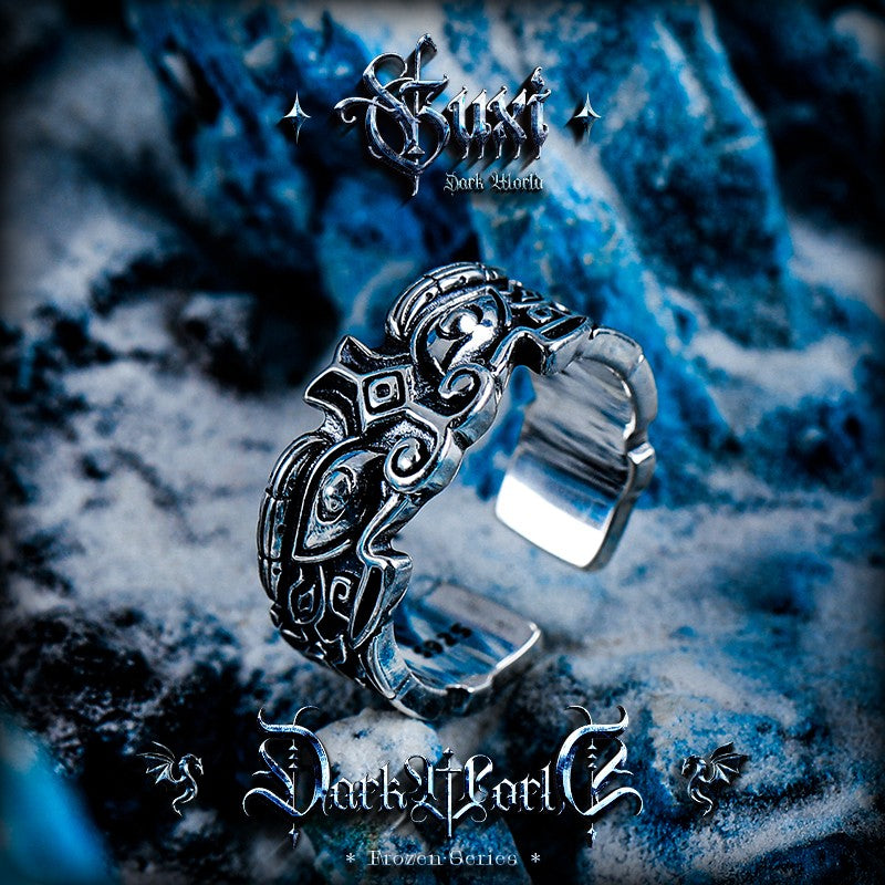 Devourer Beast Open Band Sterling Silver Ring — view 3