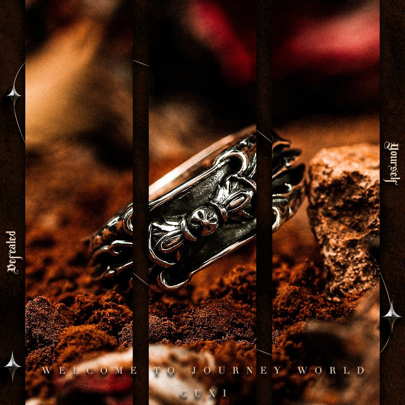 Epoch Six-Mantra Men's 925 Silver Gothic Ring detail view 2