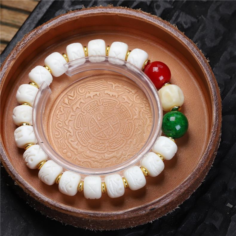 Natural Deer Antler Beaded Bracelet – Handmade DIY Netsuke Design for Creative Jewelry Lovers - Buddhabelief