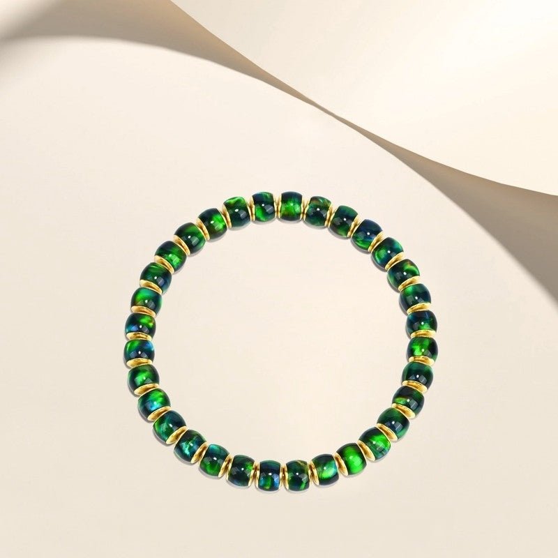 Crystal World Guardian Armor Series "Golden Shield, Blue Tide" Original Designer Bracelet - Wizard of Oz Themed Illusionary Green and Gold Crystal Bracelet - Buddhabelief