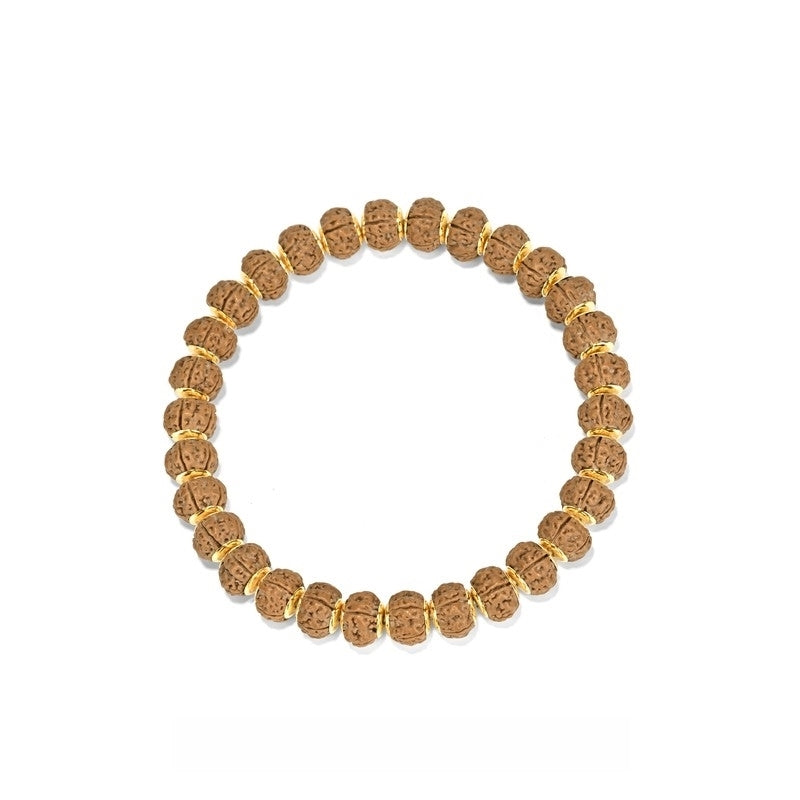 "Golden Shield Vajra" Old Tree King Vajra Rosary Bracelet - 9mm five-petal seed alloy inlay, providing unbreakable protection and strength - Buddhabelief