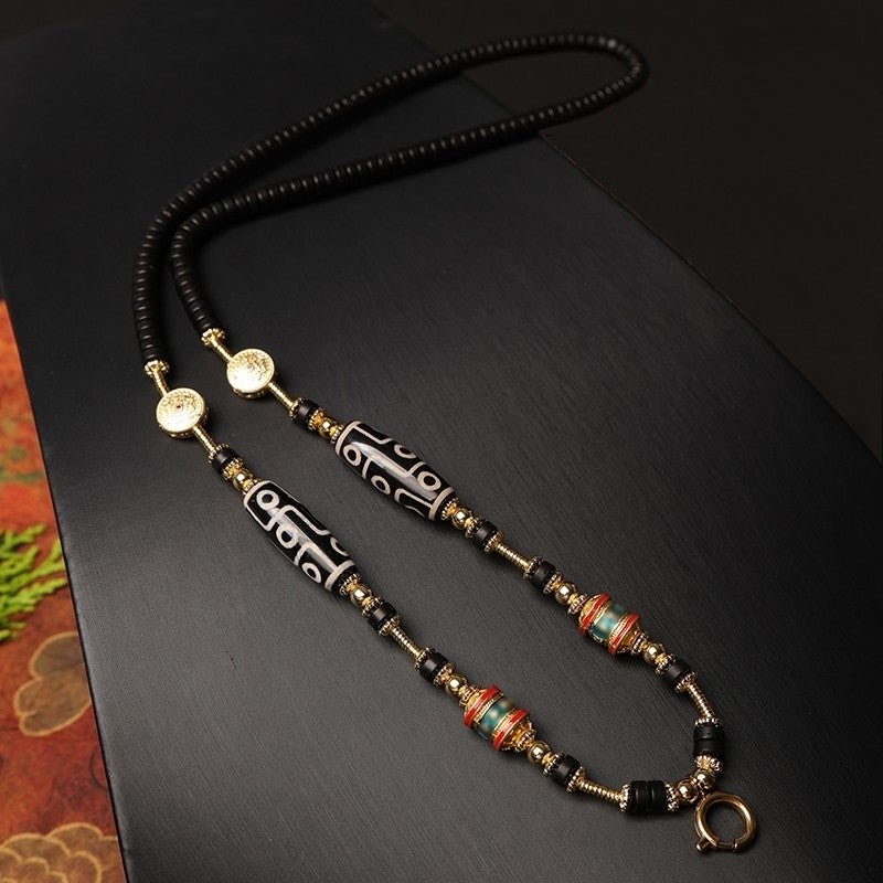 Tibetan Coconut Shell Thangka Chain – Handmade Gold Spinner Rope - view 3