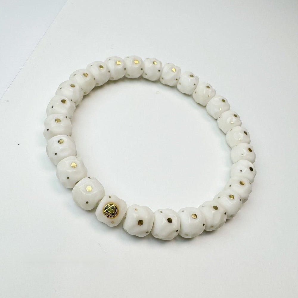 Handmade White Bodhi Gold Bracelet - view 3