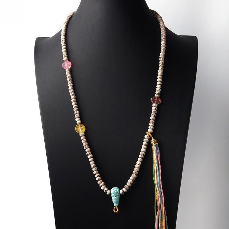 Thangka Rope Necklace - Star Moon Bodhi Tassel Accessory - view 2