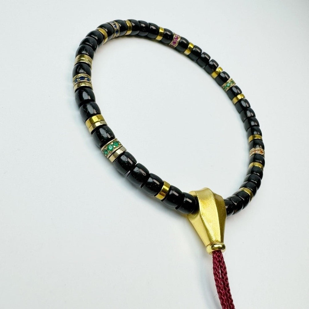 Black Gold Coconut Shell Mala – 5.4mm Handheld Prayer Beads - view 4