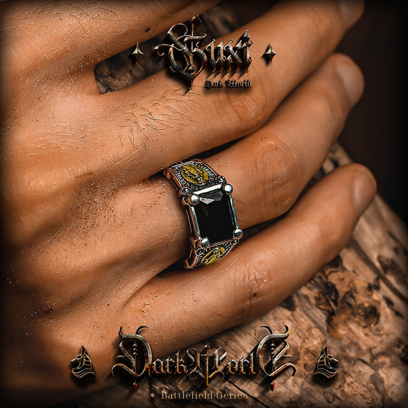 Hades Underworld Skull Vintage Ring — scale and finish detail (Buddhabelief sterling silver ring collection)