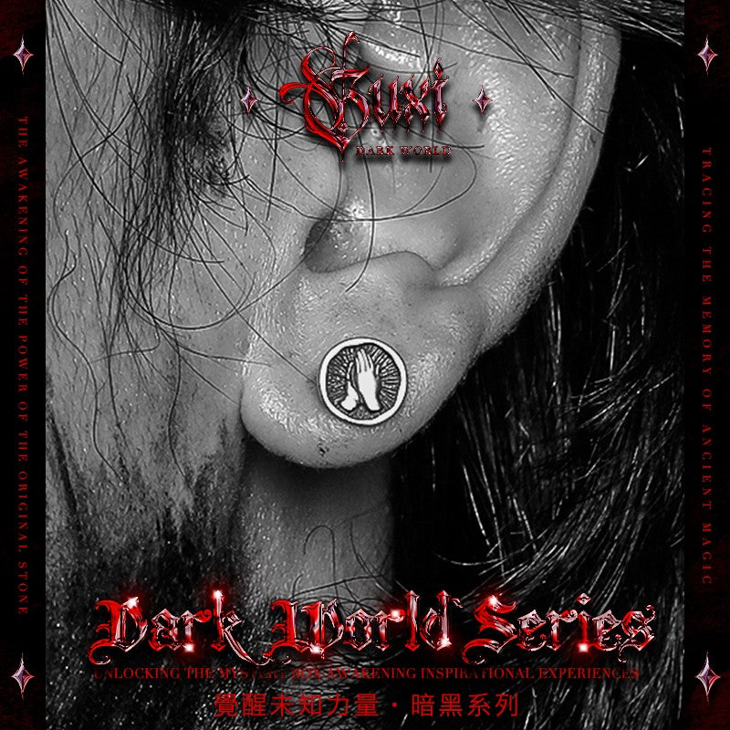 Prayer Hand Heart Asymmetric Earrings 925 Silver - Mismatched Studs - Buddhabelief