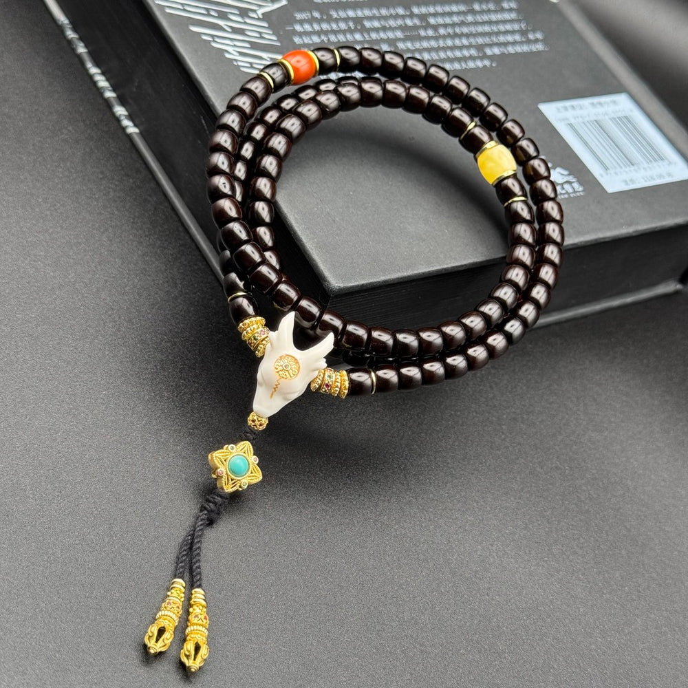 7mm Coconut Pedicle Mala – Straight-Cut 108 Prayer Beads for Meditation — view 3
