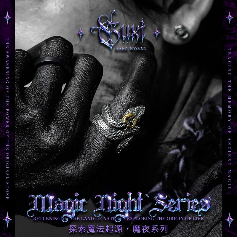 Spirit Serpent 925 Silver Ring - Dark Vintage Style detail view 3