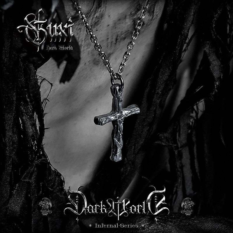925 Silver Men's Abyssal Cross Necklace detail view 3