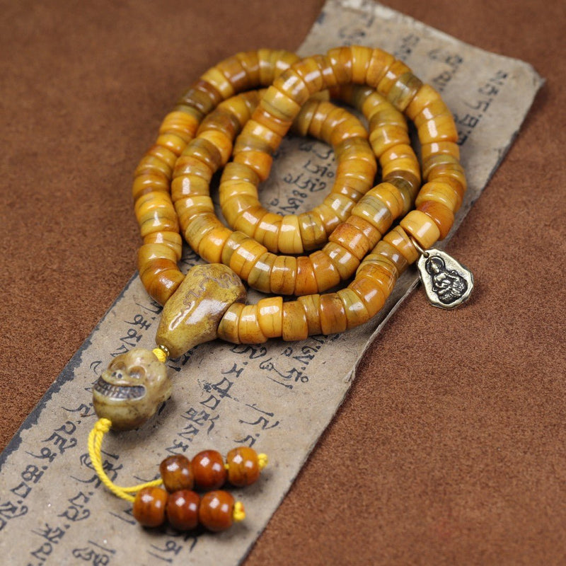 Tibetan Natural Yak Bone 108 Prayer Beads – Handcrafted Buddhist Mala for Meditation, Collection & Spiritual Blessing - Buddhabelief