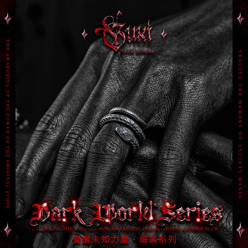 “Lost Path” Serpent Ring - 925 Silver Men's Open Design detail view 3