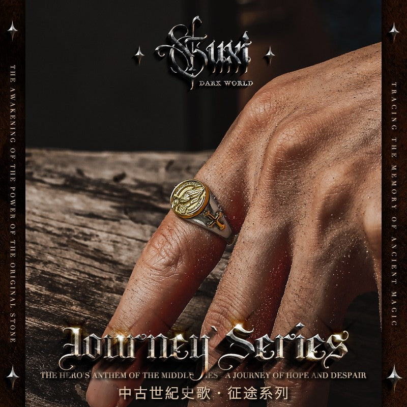 Dominion Cross Oxidized Silver Band Ring — view 4