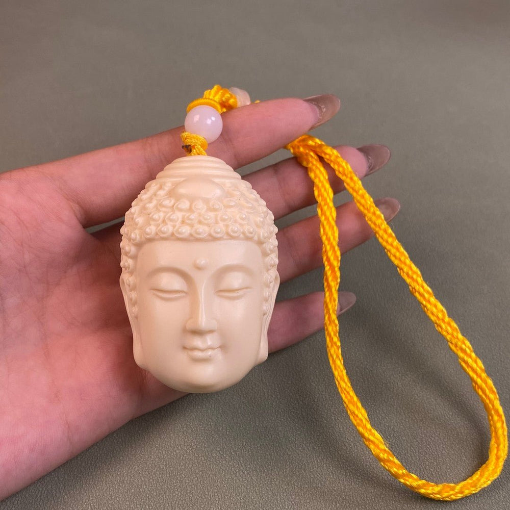 Moment of Choice Ivory Nut Sculpture - Buddha & Demon Root Carving Meditation Art — view 1