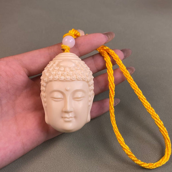 Moment of Choice Ivory Nut Sculpture - Buddha & Demon Root Carving Meditation Art
