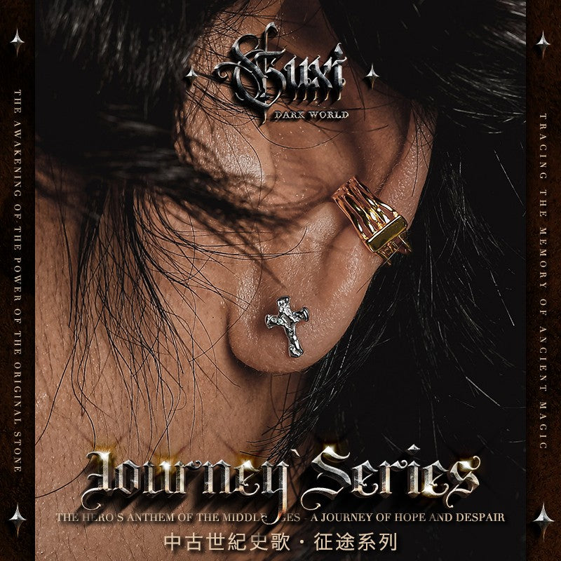 Diamond Cross Stud Earrings 925 Silver - Gold Silver Available - Buddhabelief