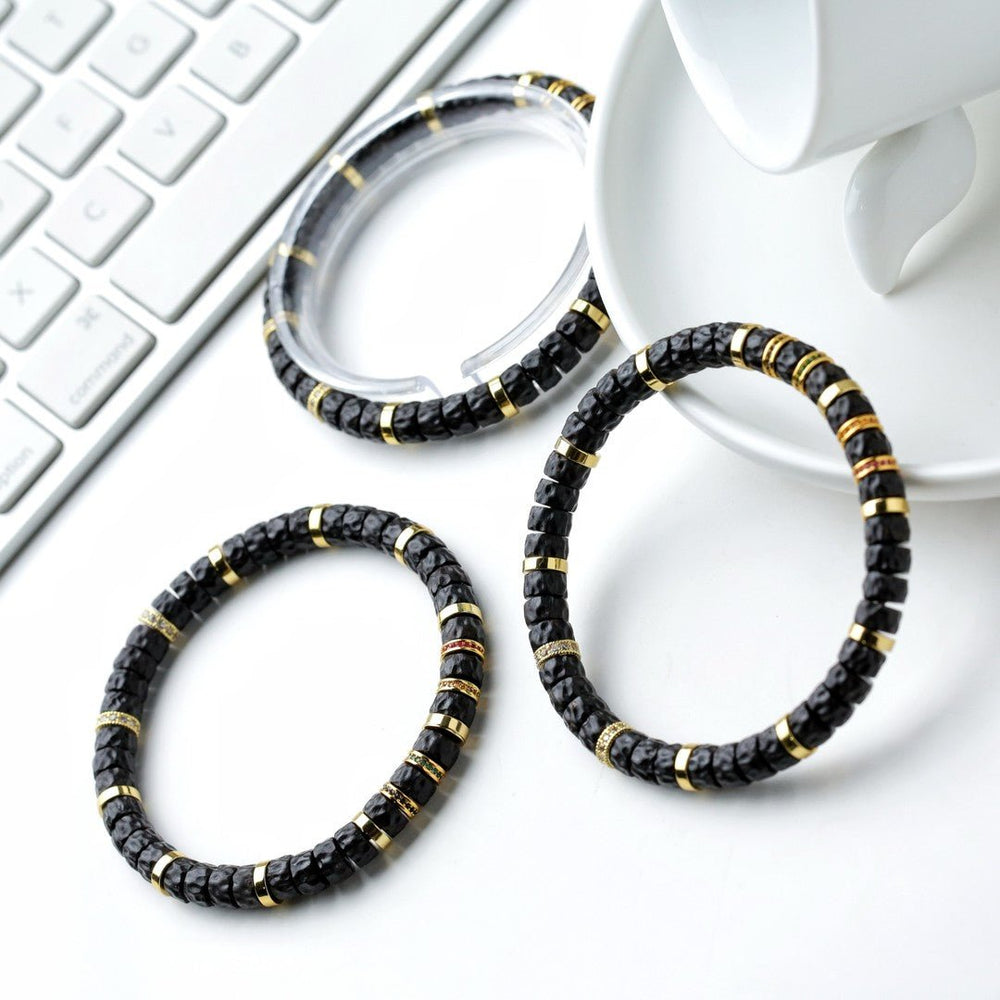 Black Gold Coconut Bracelet | Chaos Mountain 7mm Beads - view 4