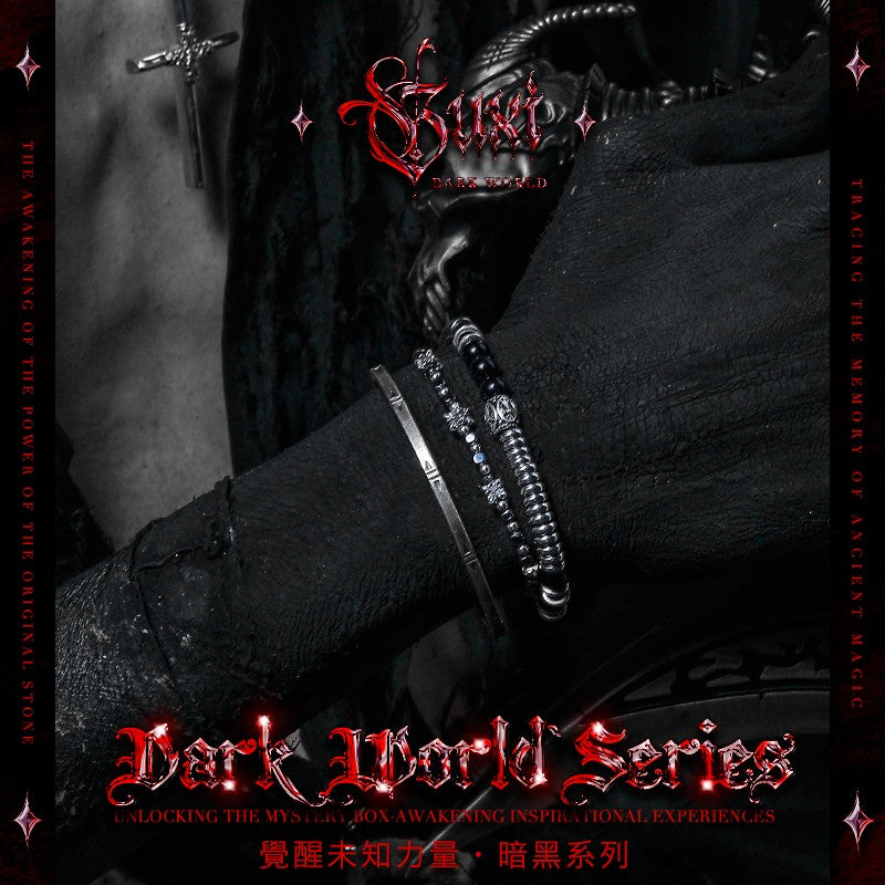 Nether Realm Dark Gothic 925 Silver Beaded Bracelet detail view 3