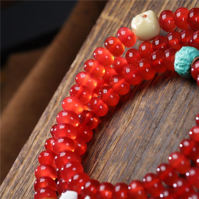 Natural Fish Surprise Stone 108 Abacus Beads Prayer Mala – Buddhist Rosary for Meditation, Protection & Cultural Collection - Buddhabelief