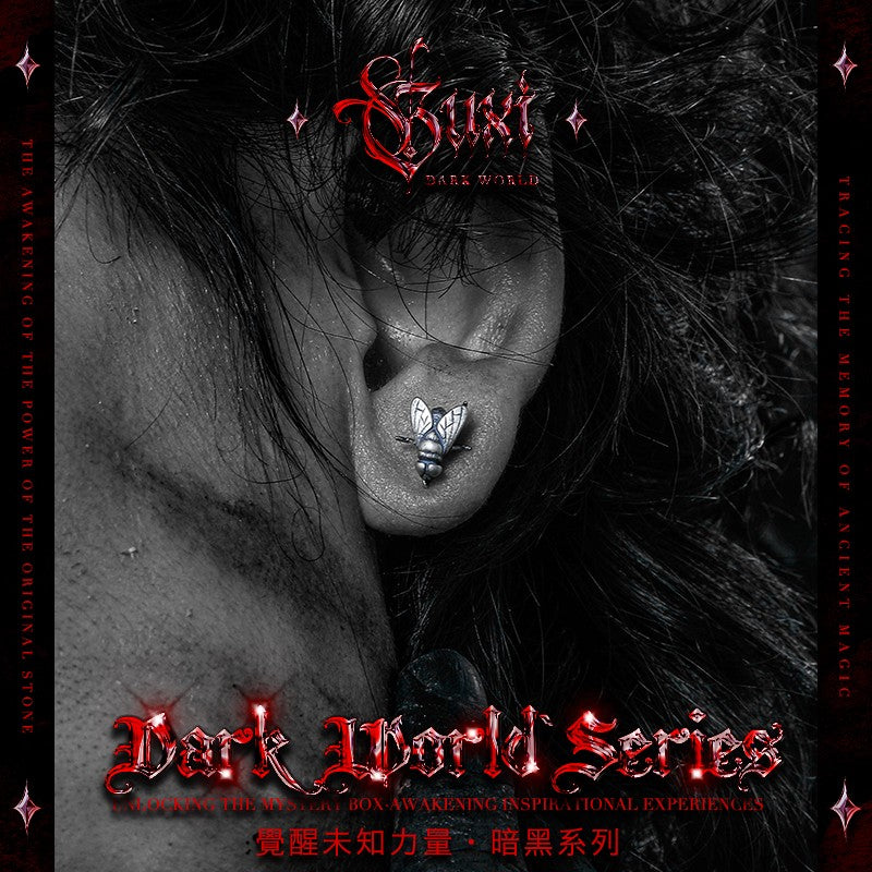 "Silent Depths" 3D Insect Sterling Silver Studs — view 4