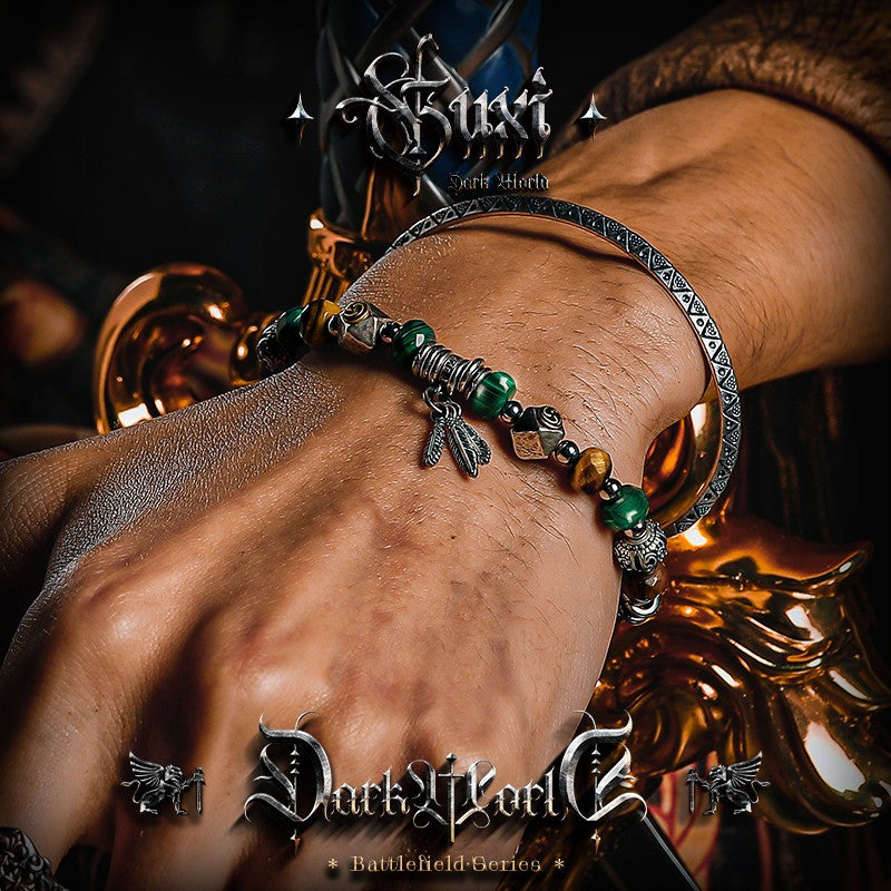 Feather Hunter 925 Silver Beaded Bracelet for Men — view 4