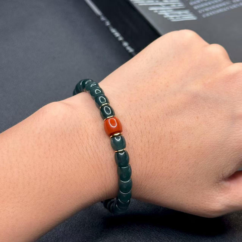 7mm High - Ice Weimaterial Jade Bracelet – Straight - Cut Artisan Craft for Stacking (Elegant & Unique) - Buddhabelief