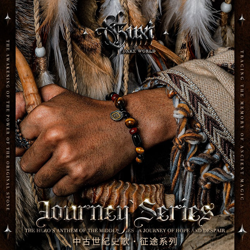Solitary Flame Men's 925 Silver Vintage Beaded Bracelet — view 4