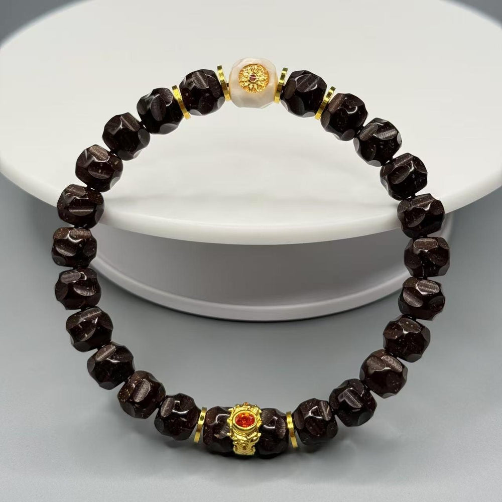 9mm Hainan Coconut Bracelet – Wuxiang Hand-Carved Design - view 1