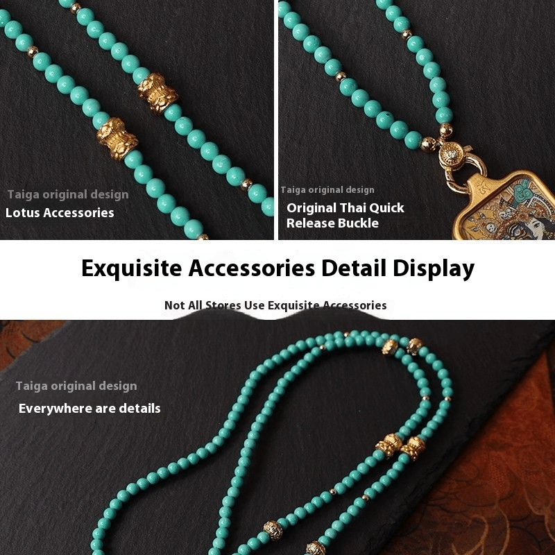 Magnesite Bead Pendant Chain – Buddhist Thangka & Amulet Hanging Rope - view 5